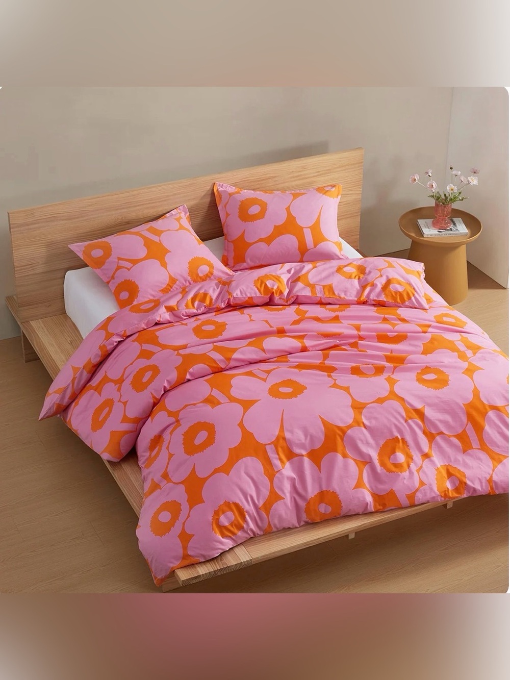 Marimekko Unikko Pink / Orange Duvet Cover Set - Full / Queen